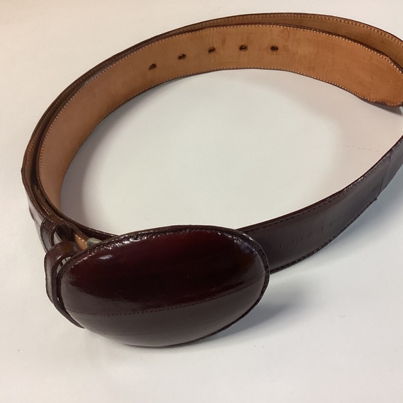 Brown Eel Skin Belt Belt - Genuine Eel Skin Size 42